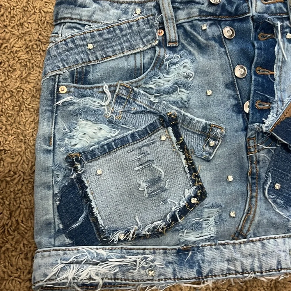 🌺💖💐Denim & diamonds custom mini skirt - Picture 3 of 5